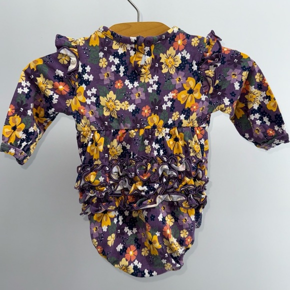Ruffle Butts Purple Floral Baby Romper - Picture 2 of 4
